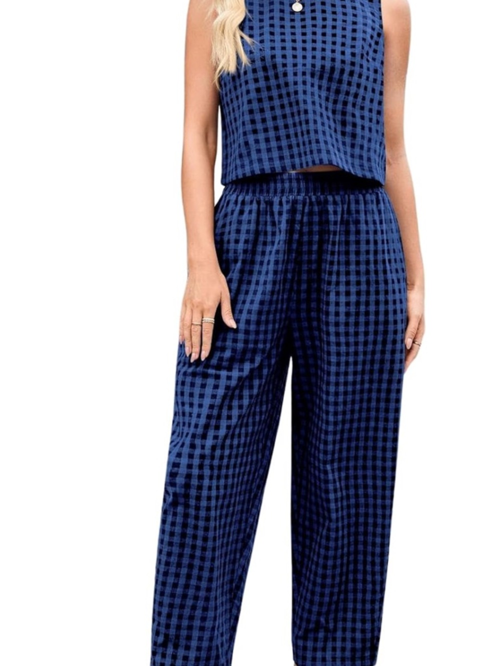 Women's Blue Gingham Set